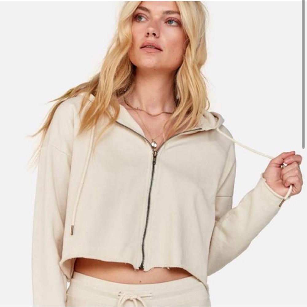 Mate Lewis Cropped Hoodie Bone Cream White Size Small